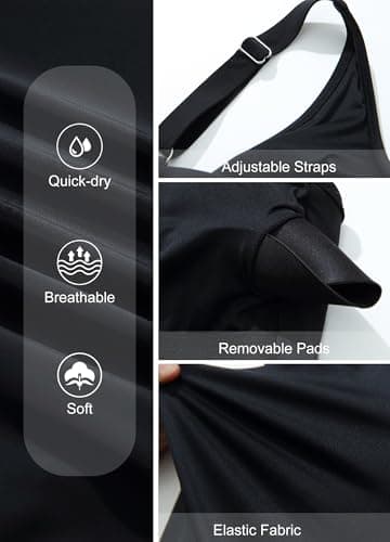 Smismivo Women's Tummy Control Swimsuit One Piece Slimming Ruched Push Up Bathing Suit Vintage Padded Retro Swimwear Cute Ladies Sexy V Neck Swimming Suits Black - Image 6