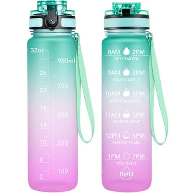 OLDLEY Water Bottle, 32oz Motivational Sports Water Bottle with Time Marker - Times to Drink - Tritan, BPA Free, Wide Mouth Leakproof, Moon Light (1 Bottle) - Image 1