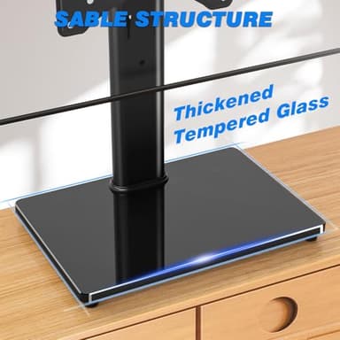 Rfiver Universal Swivel Tabletop TV Stand for Flat Screens 23 24 26 32 39 40 42 43 Inch, Heavy Duty Center Pedestal Stand Replacement with Black Tempered Glass Base and Height Adjustable Mount - Image 5