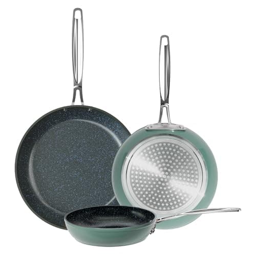 Nuwave 3-Piece Fry Pan Set, 8”, 10”, 12” Forged Lightweight, G10 Healthy Duralon Blue Ceramic Ultra Non-Stick, Induction-Ready & Works on All Cooktops, Ergonomic Stay-Cool Handles - Image 1
