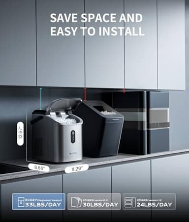 ecozy Nugget Ice Maker Countertop, Smart Portable Crushed Ice Maker with Voice Control, Pellet Chewable Ice 33lbs/24H, Self-Cleaning, with APP WiFi, Timer Function and Status Alerts, Bonus TDS Meter - Image 7
