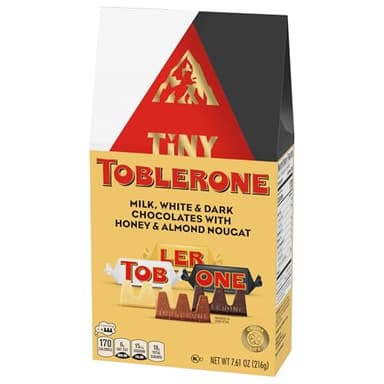 TOBLERONE Tiny Assorted Chocolate Bars Variety Pack (Milk, Dark, & White), 1 Gift Bag (27 Pieces) - Image 13