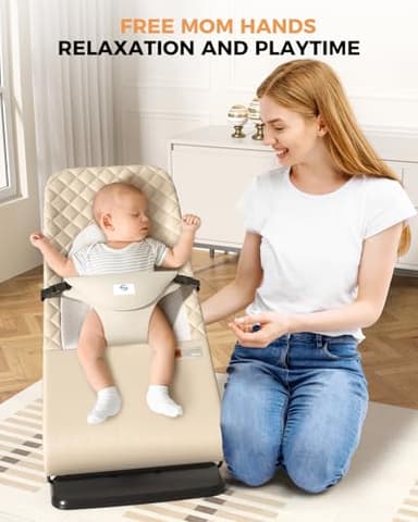 Pesticide Baby Bouncer, Bouncer Seat for Babies 0-12 Months,Ergonomic Baby Seat Breathable and Comfortable Cushion with 3-Height Adjustments, Pesticide Infant Rockers Portable Folding and Detachable - Image 5