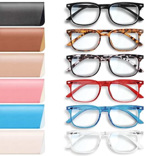 NOVIVON 6 Pack Reading Glasses +2.0 with 6 Cases – Blue Light Blocking Readers for Women & Men, Computer eye glasses, Cheaters - Image 1