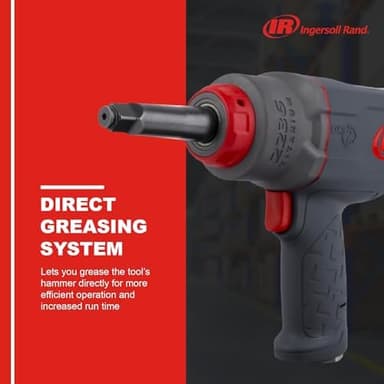 Ingersoll Rand 2236QTIMAX-2 DXS2 1/2" Air Impact Wrench, 2" Extended Anvil, Quiet, 1500 ft-lb Torque, Titanium Hammercase, Friction Ring Retainer, Pistol, Interchangeable Anvil, Multi-functional Tool - Image 5