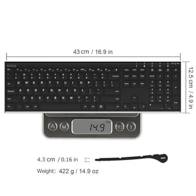 Arteck 2.4G Wireless Keyboard Stainless Steel Ultra Slim Full Size Keyboard with Numeric Keypad for Computer/Desktop/PC/Laptop/Surface/Smart TV and Windows 10/8/ 7 Built in Rechargeable Battery - Image 6
