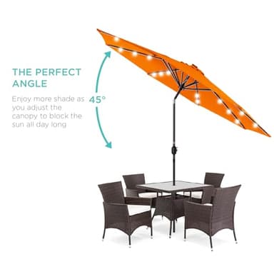 Best Choice Products 10ft Solar Polyester LED Lighted Patio Umbrella w/Tilt Adjustment and UV-Resistant Fabric - Orange - Image 2