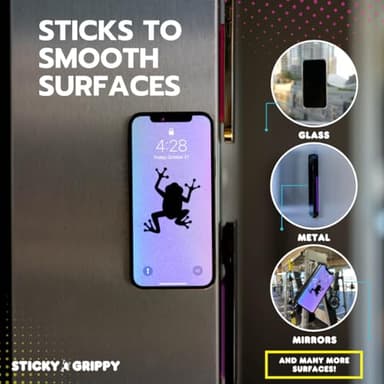 StickyGrippy Suction Phone Case Mount, Sillicon Adhesive Phone Accessory for iPhone and Android, Hands-Free Fidget Toy Mirror Shower Phone Holder, Tiktok Videos and Selfies (Black) - Image 5
