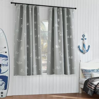 Vangao Kids Curtains for Boys Bedroom Kids Blackout Curtains 63 Inch Length Ocean Aquarium Nursery Drapes for Girls Bedroom Silver Sea Animals Print Thermal Insulated Drapes, Grey 2 Panels - Image 4