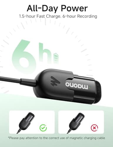 MAONO Wave T1 Mini Wireless Lavalier Microphone for iPhone 16 15, Android, Tablet, PC, Clip on Lapel Mic with USB-C Plug, Noise Cancellation, AI Voice Filter for Video Recording Vlog TikTok YouTube - Image 7