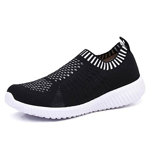 TIOSEBON Women's Athletic Walking Shoes Casual Mesh-Comfortable Work Sneakers 7 US Black - Image 1