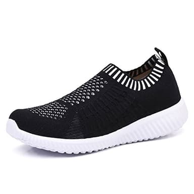 TIOSEBON Women's Athletic Walking Shoes Casual Mesh-Comfortable Work Sneakers 7 US Black - Image 1
