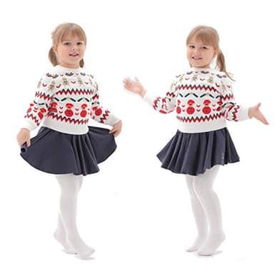 EPEIUS Toddler Tights - Baby Girl Seamless Cable Knit Leggings,Thick Cotton Footed Pants for 2-4 Years Black,White,Grey - Image 6