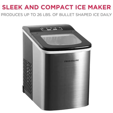 Frigidaire Compact Countertop Ice Maker, Makes 26 Lbs. of Bullet Shaped Ice Cubes Per Day, Silver Stainless - Image 2