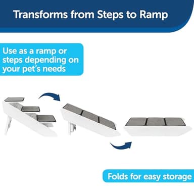 PetSafe CozyUp Steps & Ramp Combo - Helps Pets Reach Beds & Furniture - Adjustable Height for Versatile Use - Heavy-Duty, Non-Slip Carpet Tread - Space-Saving Folding Design - Image 2