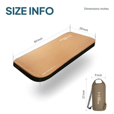 LOSTHORIZON Air & Foam Camping Mattress, Self-Inflating Sleeping Pad, 4.5" Thick, with Pump Sack, Single - Image 5