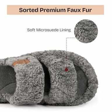EverFoams Womens Fuzzy Open-toe Slippers Soft Comfy Memory Foam Indoor House Shoes Cool Gray,9-10 US - Image 4