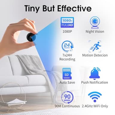 2K Spy Camera - HD Mini Cameras - Small Hidden Camera with Motion Detection and Night Vision, Indoor Nanny Cam Suitable for Pets, Baby - Image 7