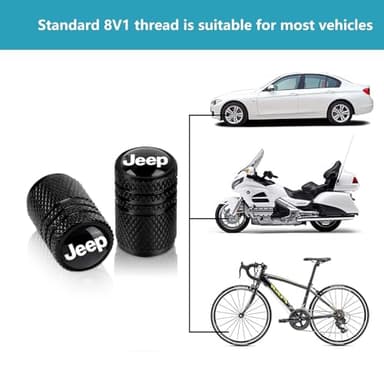 Tire Valve Stem Cap Cover Fit for Jeep Grand Cherokee Wrangler Compass Renegade Patriot Grand Comander Belt O-Ring Seal Corrosion Resistant Tire Valve Caps Car Accessories 4 Pc (Black) - Image 3