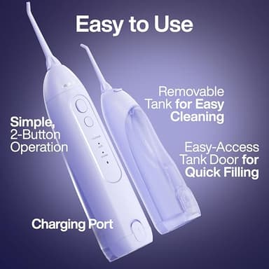 AquaSonic Icon Water Flosser for Teeth – Cordless Rechargeable Oral Irrigator – Waterproof, Portable Dental Cleaning with Jet Tip – Braces Home Travel - Lilac - Image 5