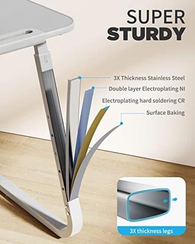 SAIJI TV Tray Table - Heavy Duty Extra Large TV Tray, Upgraded TV Dinner Trays for Eating Snack Food, Tilt & Height Adjustable TV Tray Laptop Desk for Sofa & Bedside Small Table - Image 5