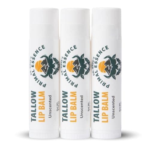 Moisturizing Tallow Lip Balm – Grass-Fed Beef Tallow with Organic Coconut Oil, Beeswax, and Vitamin E – Unscented Lip Balm Set – Travel Essential - 3-Pack - Image 1
