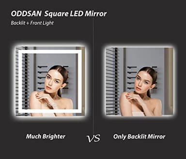 ODDSAN 30 x 30 Lighted LED Bathroom Mirror for Wall, Square Vanity Mirror with Lights, Dimmable, Anti-Fog, Shatter-Proof, Memory, ETL Listed (Front Lights + Backlit) - Image 3
