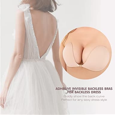 MINIYA 2025 Push Up Sticky Bra, 2 Pack Reusable Adhesive Invisible Backless Strapless Bra (US, Cup Band, B, Nude+Black) - Image 4