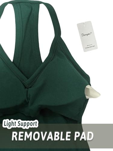 Danysu Spring Tops for Women 2025 Sexy Tank Top for Women with Built in Bra Camisole Trendy Going Out Womens Tops Hunter Green XL - Image 4