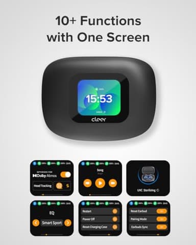 Cleer ARC 3 Open Ear Headphones - Dolby Audio, Snapdragon Sound True Wireless Earbuds, 50Hr Battery, Bluetooth 5.4, IPX 7, Multi-Point, Smart Controls, Wireless Charging Smart Case, Comfort Fit, Black - Image 3