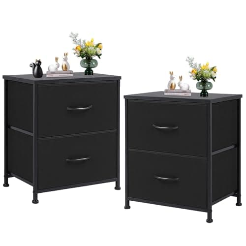 Sweetcrispy Nightstand Set of 2 with 2 Storage Drawers, 20" Height Small Bed Side Furniture End Table, Wooden Top Fabric Cabinet Kids Mini Dresser for Bedroom, Closet, Entryway, College Dorm - Image 1