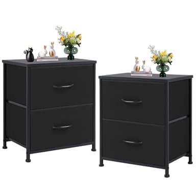 Sweetcrispy Nightstand Set of 2 with 2 Storage Drawers, 20" Height Small Bed Side Furniture End Table, Wooden Top Fabric Cabinet Kids Mini Dresser for Bedroom, Closet, Entryway, College Dorm - Image 1