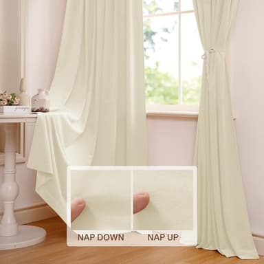 StangH Ivory White Velvet Curtains - Short Curtains 63 inches Length for Kitchen, Sound Reducing Privacy Protect Drapes for Office/Study Room, W52 x L63, Ivory, 2 Panels - Image 3