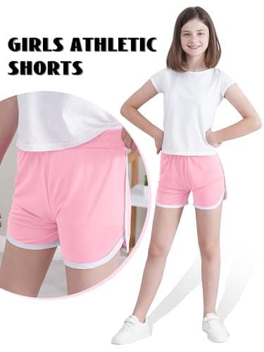 Aikuco 4 Packs Girls Athletic Shorts Toddler Soccer Running Active Dolphin Dry-Fit Kids Gym Workout Performance Shorts Mixed Color B 6-7Y - Image 4