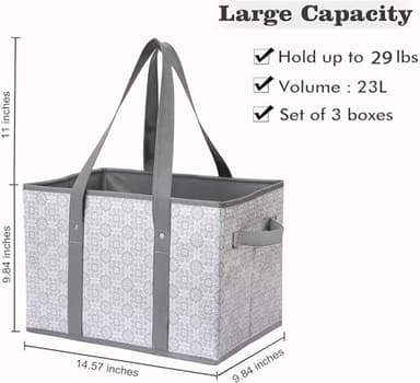 WISELIFE Reusable Grocery Bags [3 Pack],Large Grocery Tote Bag Water Resistant Shopping Bags Foldable Grocery Bag for Clothes,Shoes and Picnic - Image 5