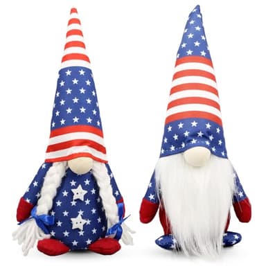 4th of July Decorations - Memorial Day Decorations - Patriotic Plush Gnomes for Home - Fourth of July for Office Desk Decor, Indoor - Red White Blue Gnome Figurines Decor for Independence Labor Day - Image 9