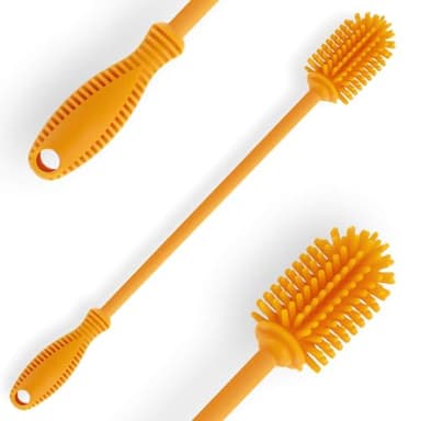 Silicone Bottle Cleaning Brush with Long Handle,12.5" Water Bottle Cleaner for Baby Bottles, Hydro Flask, Sports Bottle, Vase, Glassware, Perfect for Smaller Diameter Bottle Openings (One Pack) - Image 1