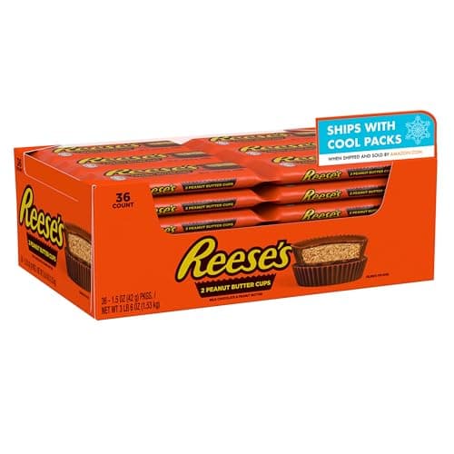 REESE'S Milk Chocolate Peanut Butter Cups, Candy Packs, Halloween Candy, 1.5 oz (36 Count) - Image 1