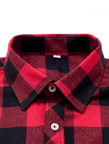 Alimens & Gentle Men's Button Down Regular Fit Long Sleeve Plaid Flannel Casual Shirts - Image 2