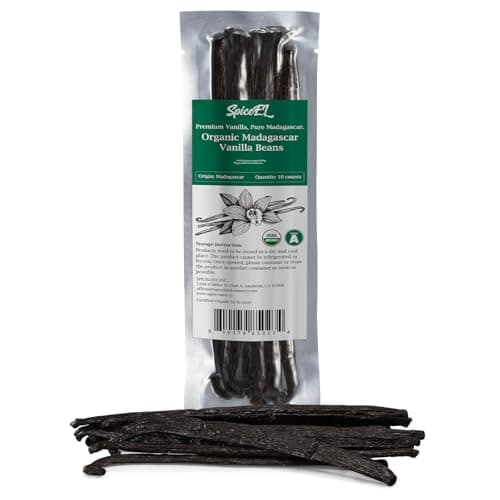 SPICEEL Organic Madagascar Vanilla Beans Grade A Vanilla Pods for Making Extract, Whole Vanilla Beans for Baking, Gluten Free, Non-GMO, Kosher, 10 Counts - Image 1