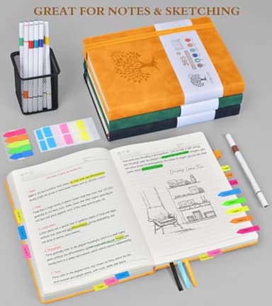 PERCUN A4 Lined Journal Notebook，365 Page Large Leather Journals for Writing Women Men，Hardcover Notebook with 100Gsm Thick Pages for Travel，Work，School，College Ruled, Daily Diary (8.5" x 11.4") - Image 4