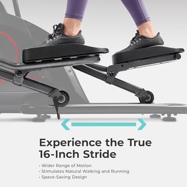 Sunny Health & Fitness Ultra Silent Smart Elliptical Exerciser, 300LB Load & 16” Long Stride Training Machine for Seniors Home Workout, Easy-Assembly Cardio Equipment, Free SunnyFit App Bluetooth Link - Image 5
