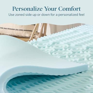 LUCID Gel Infused Memory Foam Mattress Topper – 2 Inch Mattress Topper – 5 Comfort Zones Relieve Pressure – CertiPUR-US Certified Foam - Queen - Image 6