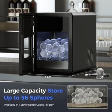 Rellytech 2’’ Ice Ball Maker – 4 pcs Round Cubes in 35 Mins, 144pcs/Day, Clear Sphere Ice Maker Machine for Whiskey, Bourbon & Cocktails, Self-Cleaning, Auto Water Supply, for Home Bar & Parties - Image 7
