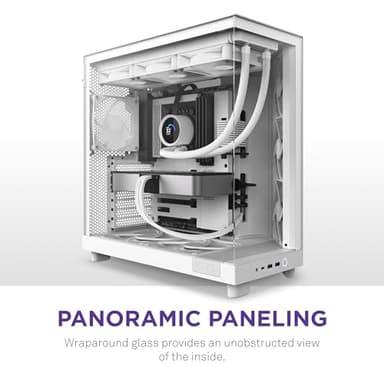 NZXT H6 Flow | CC-H61FW-01 | Compact Dual-Chamber Mid-Tower Airflow Case | Panoramic Glass Panels | High-Performance Airflow Panels | Includes 3 x 120mm Fans | Cable Management | White - Image 3