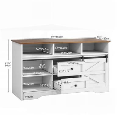 YITAHOME Buffet Cabinet with Drawers, 59" Large Sideboard Buffet Storage Cabinet with Shelves and Doors, Modern Farmhouse Coffee Bar Station Wood Kitchen Table for Kitchen, Dining Room, White - Image 2
