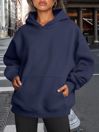 Trendy Queen Womens Oversized Hoodies Fleece Sweatshirts Long Sleeve Sweaters Pullover Fall Outfits Winter Clothes Navy M - Image 6