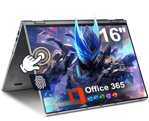 Jumper 16 inch Convertible Laptop, 2 in 1 Laptop Computer with IPS FHD 360 Degree Touchscreen, 16GB DDR4 640GB Storage, Fingerprint Reader, WiFi 6, 53.2WH, Backlit Keyboard, Type-C, 1 Year Office 365 - Image 1