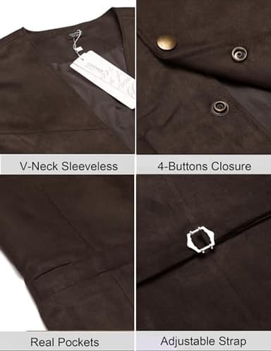 COOFANDY Men's Suede Leather Suit Vest Casual Western Vest Jacket Slim Fit Waistcoat (X-Large, 01_coffe) - Image 5
