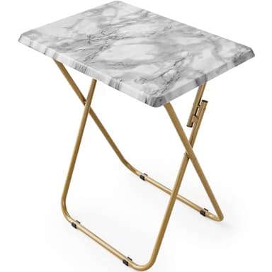 HUANUO Folding TV Tray Table -Stable Tray Table with No Assembly Required, TV Dinner Tray for Eating, Foldable Snack Tables for Bed & Sofa (Marbling) - Image 8
